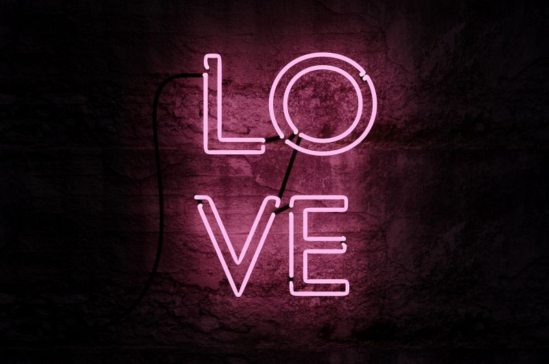 Neon pink love sign