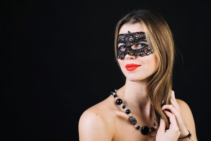 Attractive woman wearing mask