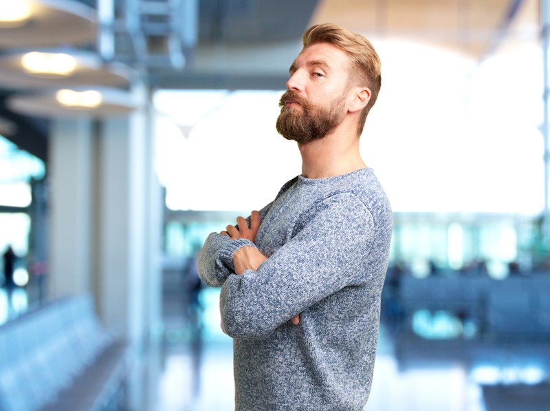 man in an offensive posture