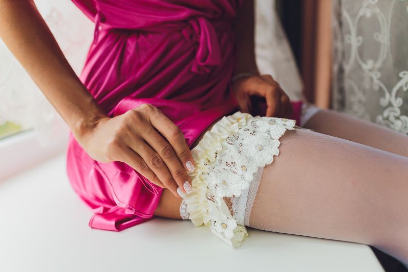 Bride with garter and stockings