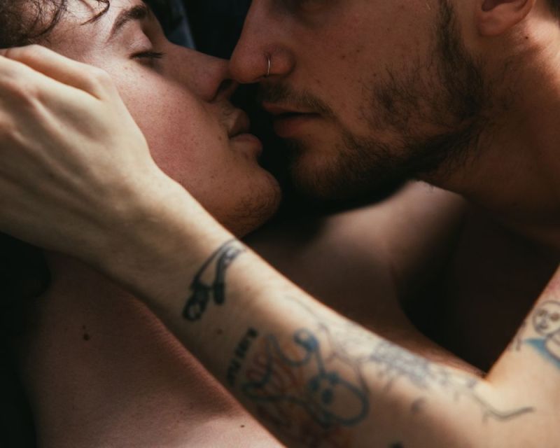 close up passionate couple