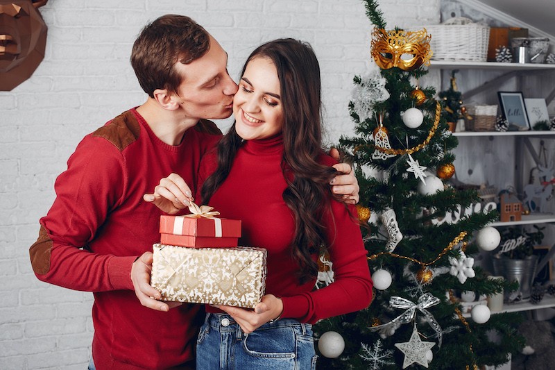 Couple celebrating naughty Christmas