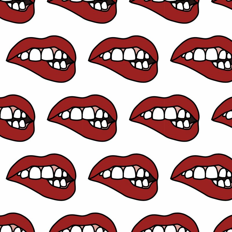 Graphique de lèvres féminines rouges mordantes