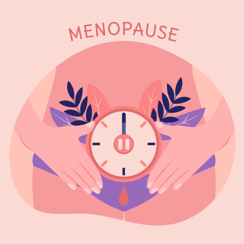 Graphique de l'estomac féminin avec le concept de ménopause d'horloge