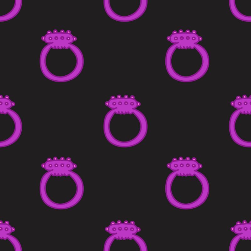 Graphic of purple cock rings on black background