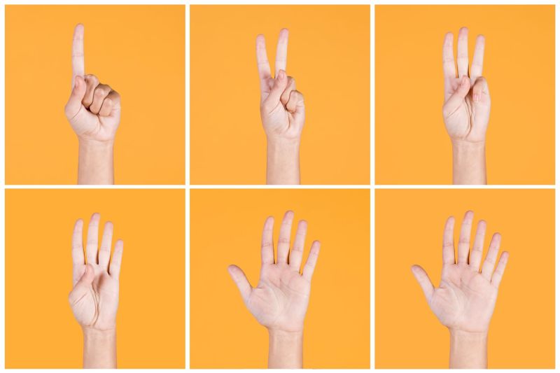 Hand counting down on yellow background