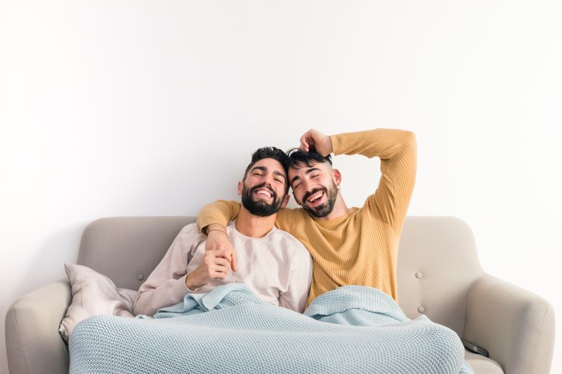 Happy couple on the sofa