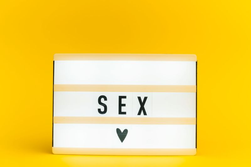 Light box with text spelling sex