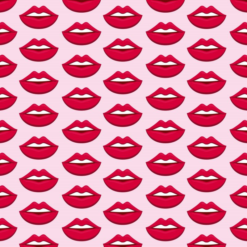 Lips illustration on pink background