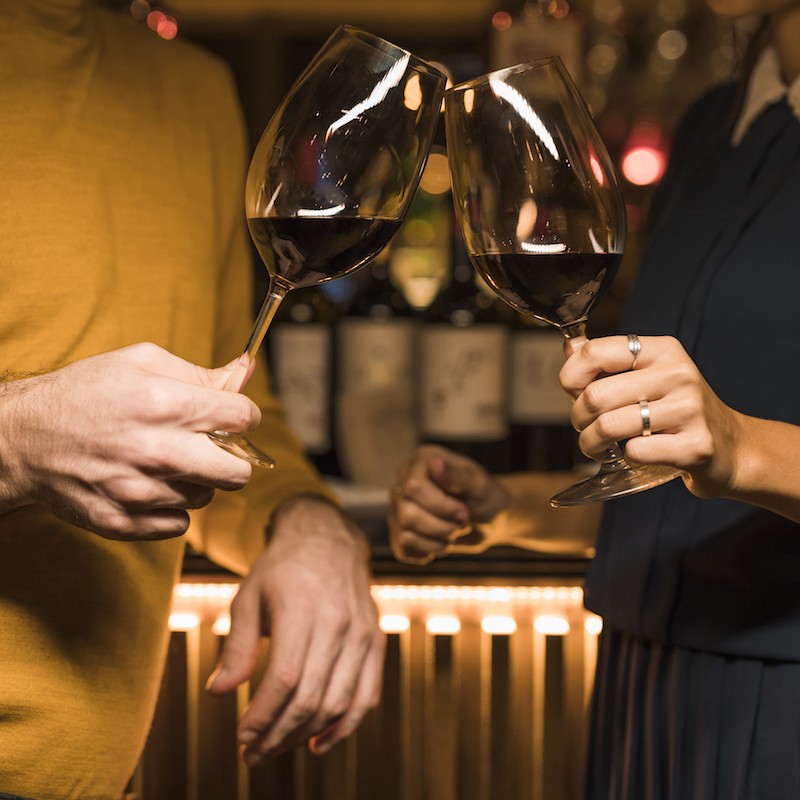 Couple toasting with wine