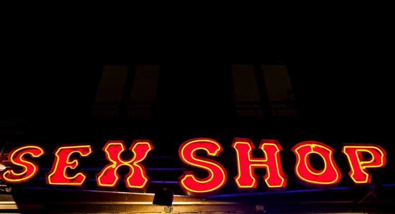 Neon sex shop sign