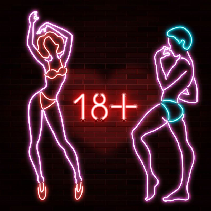 Neon sign erotic figures 18 plus