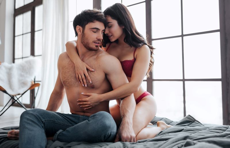 Sensual couple in bed