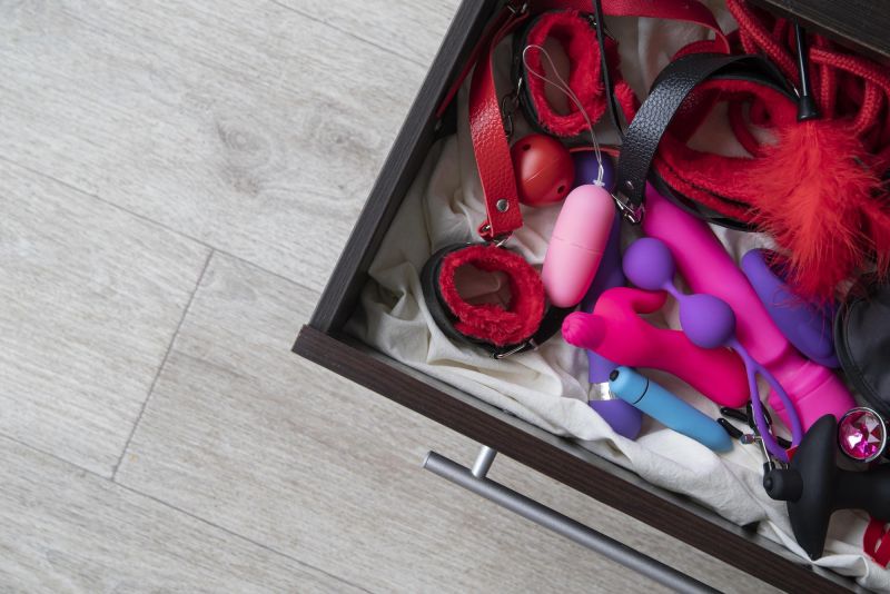 Sex toys in bedroom drawer
