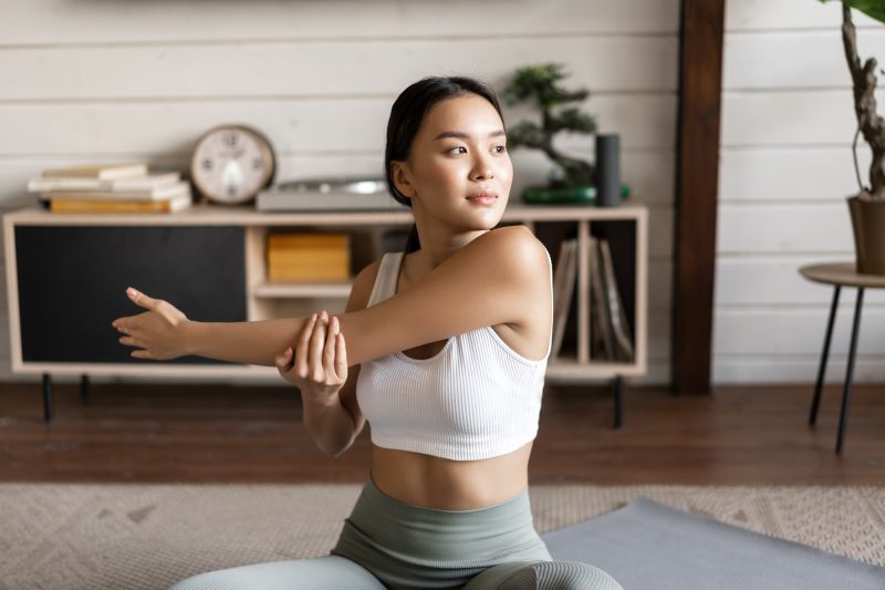 Woman doing fitness workout at home