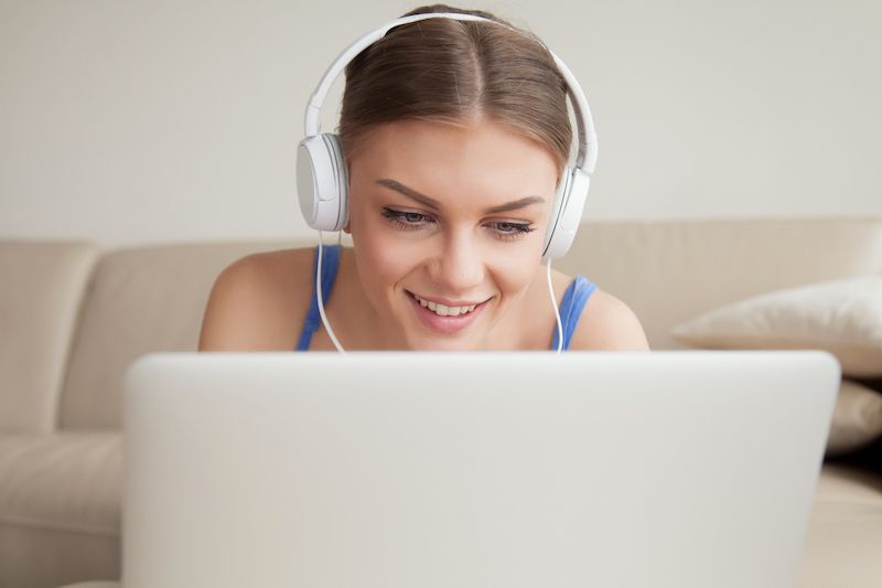 Woman doing video chat at home