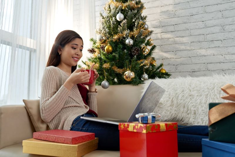 Woman watching film on her laptop