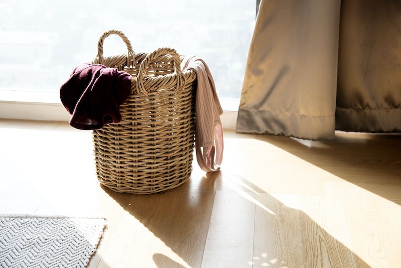 Wooden laundry basket