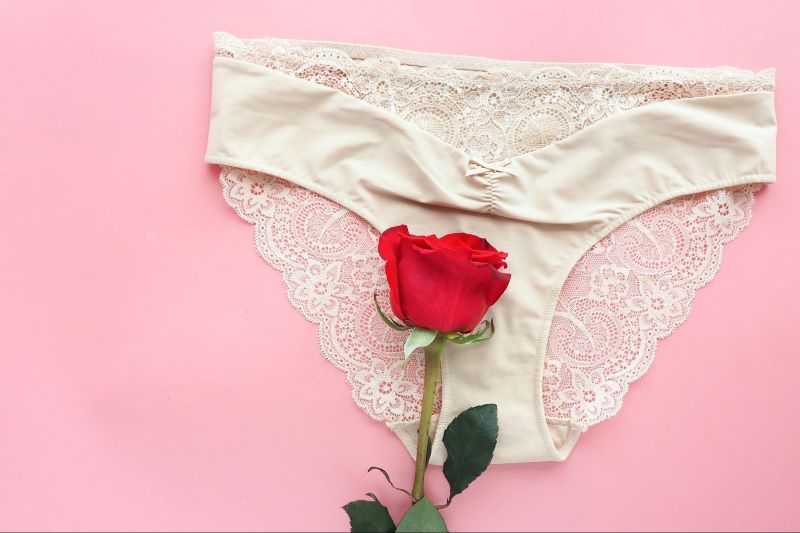 White panties on pink background